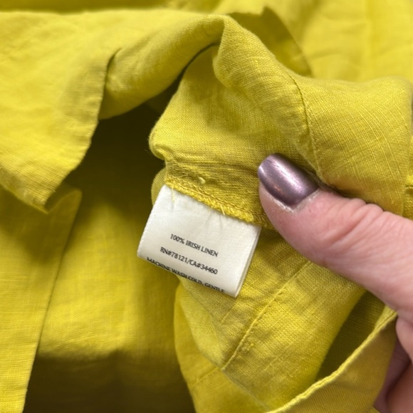 Eileen Fisher Petites Chartreuse Irish Linen Sleeveless Tunic Dress Size M - Picture 5 of 11